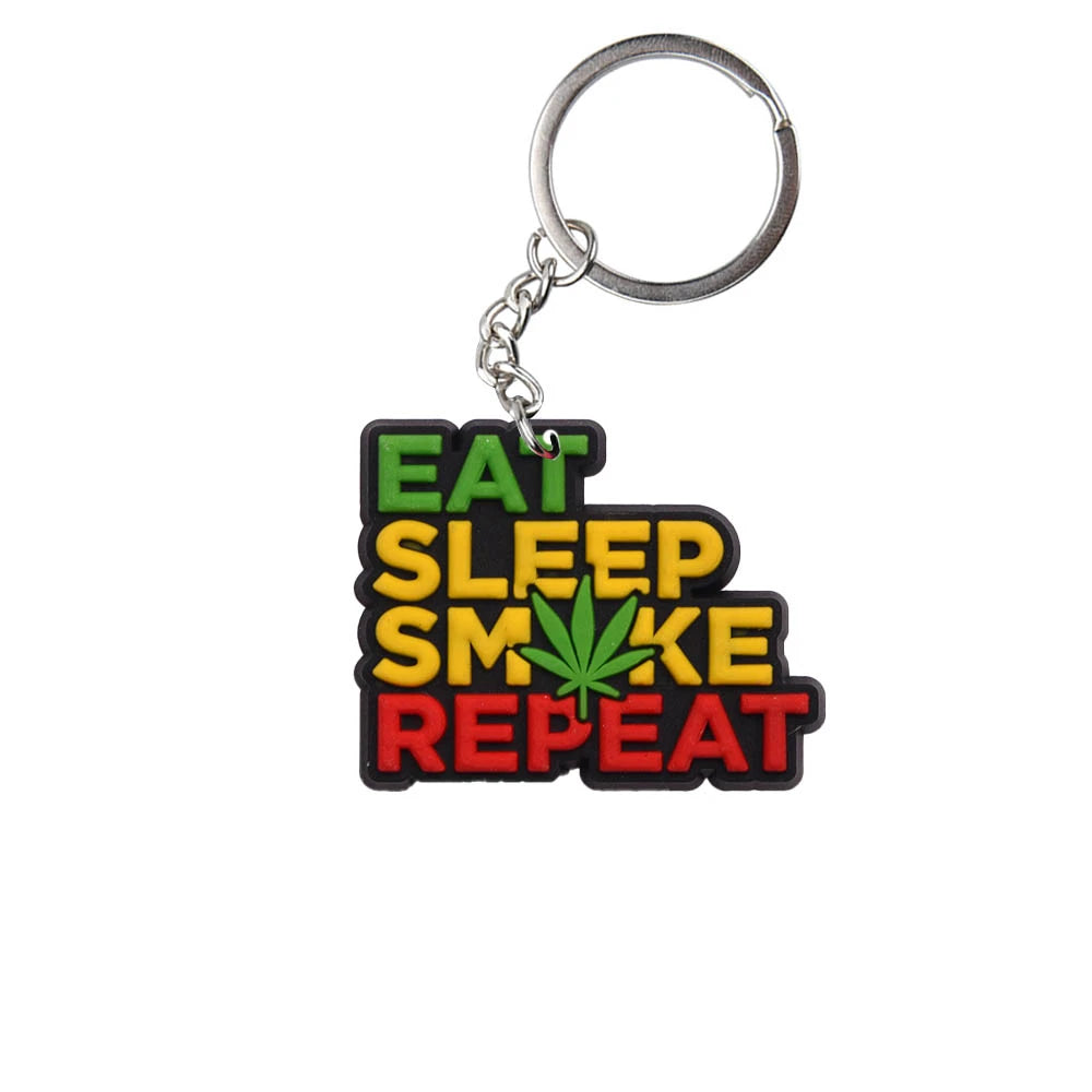 'Eat Sleep Smoke Repeat' Keyring Rubber Keychain