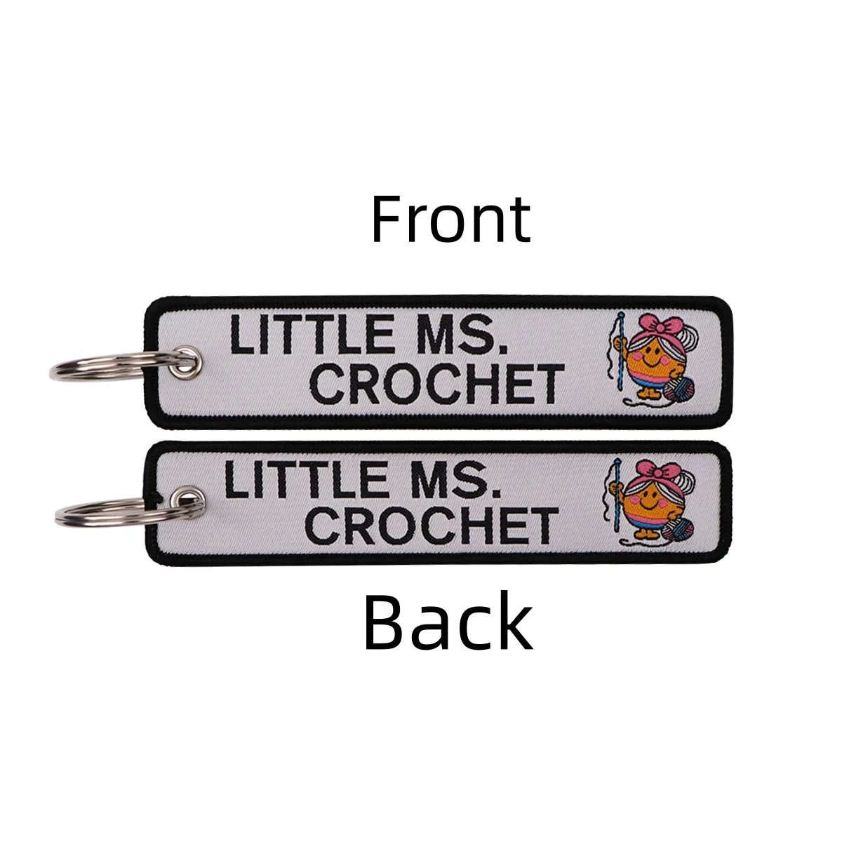 Little Miss Crochet Embroidered Keyring Keychain