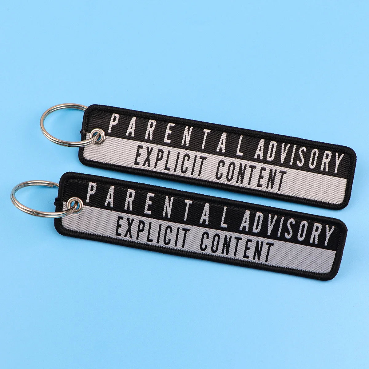 Parental Advisory 'Explicit Content' Embroidered Keyring Keychain