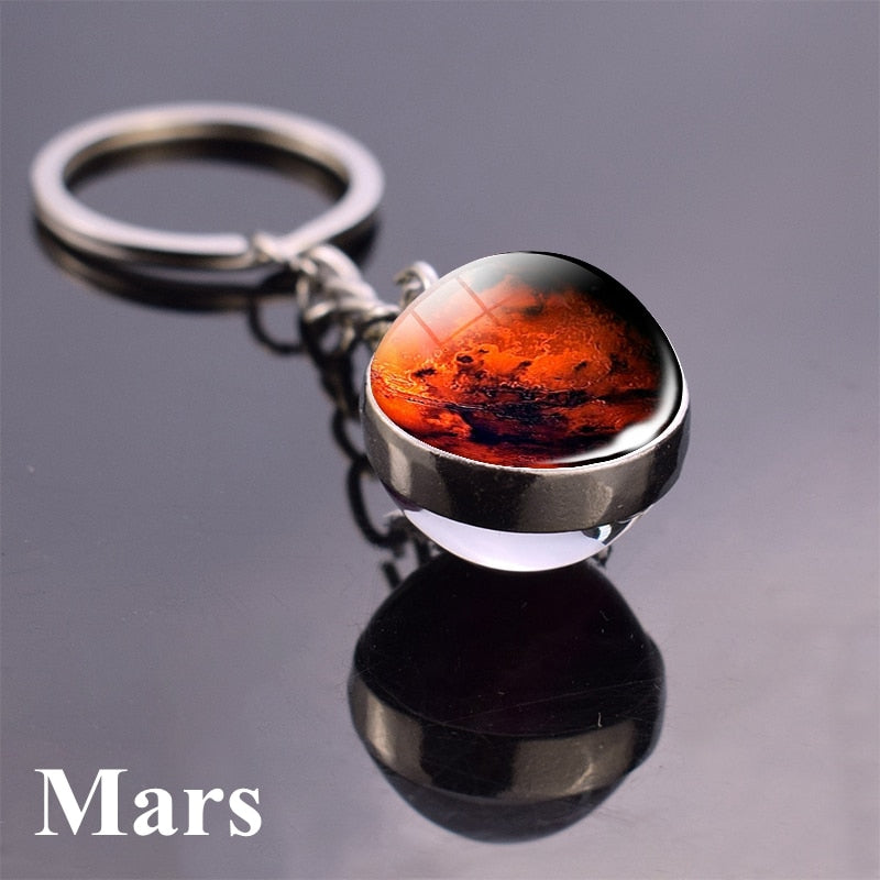 Planet 'Mars' Keyring Glass Keychain