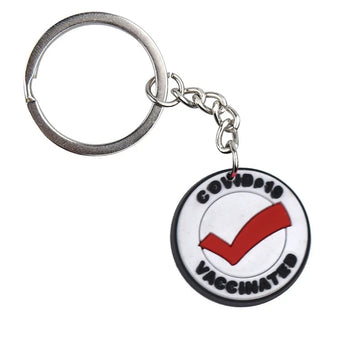 'Covid 19 Vaccinated | White' Keyring Metal Keychain