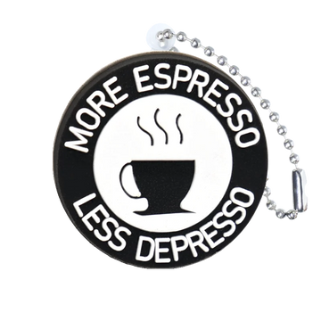 'More Espresso Less Depresso' Keyring PVC Keychain