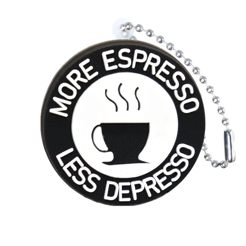 'More Espresso Less Depresso' Keyring PVC Keychain