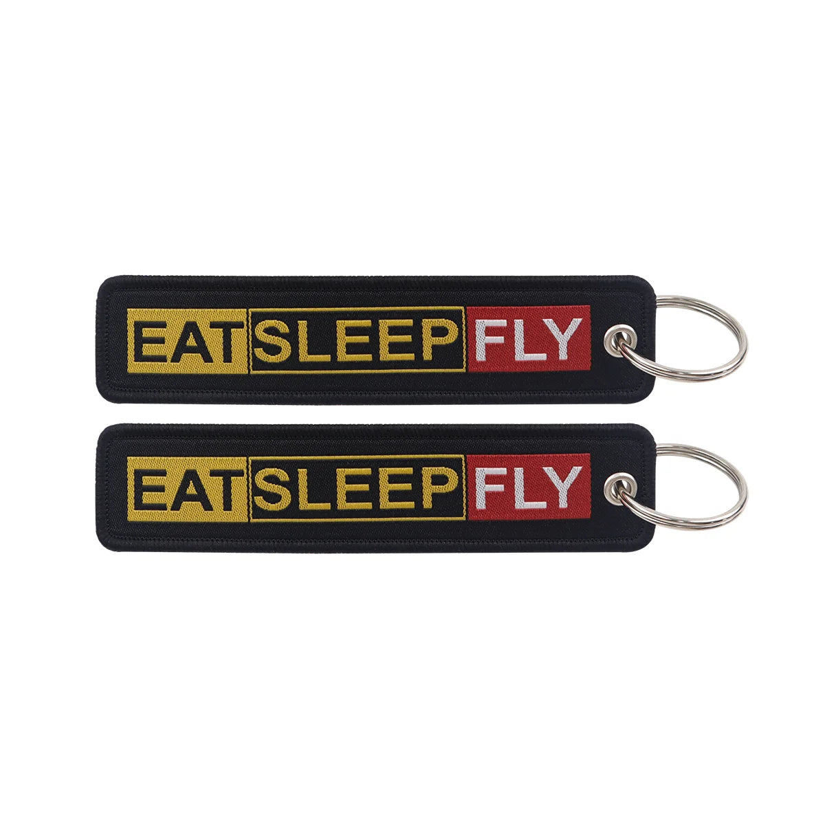 Eat Sleep Fly Embroidered Keyring Keychain