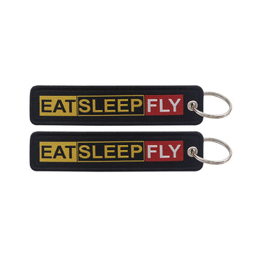 Eat Sleep Fly Embroidered Keyring Keychain