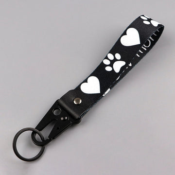 Heart and Paws Wrist Lanyard Keyring Clip Keychain