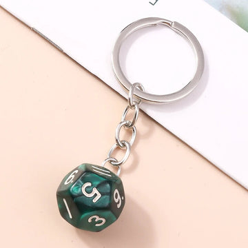 'D12 Polyhedral Dice' Keyring Metal Keychain