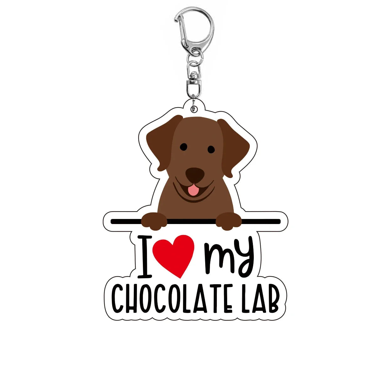 Dog 'I <3 My Chocolate Lab' Keyring Plastic Keychain
