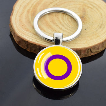 LGBT Flag 'Intersex' Keyring Glass Keychain