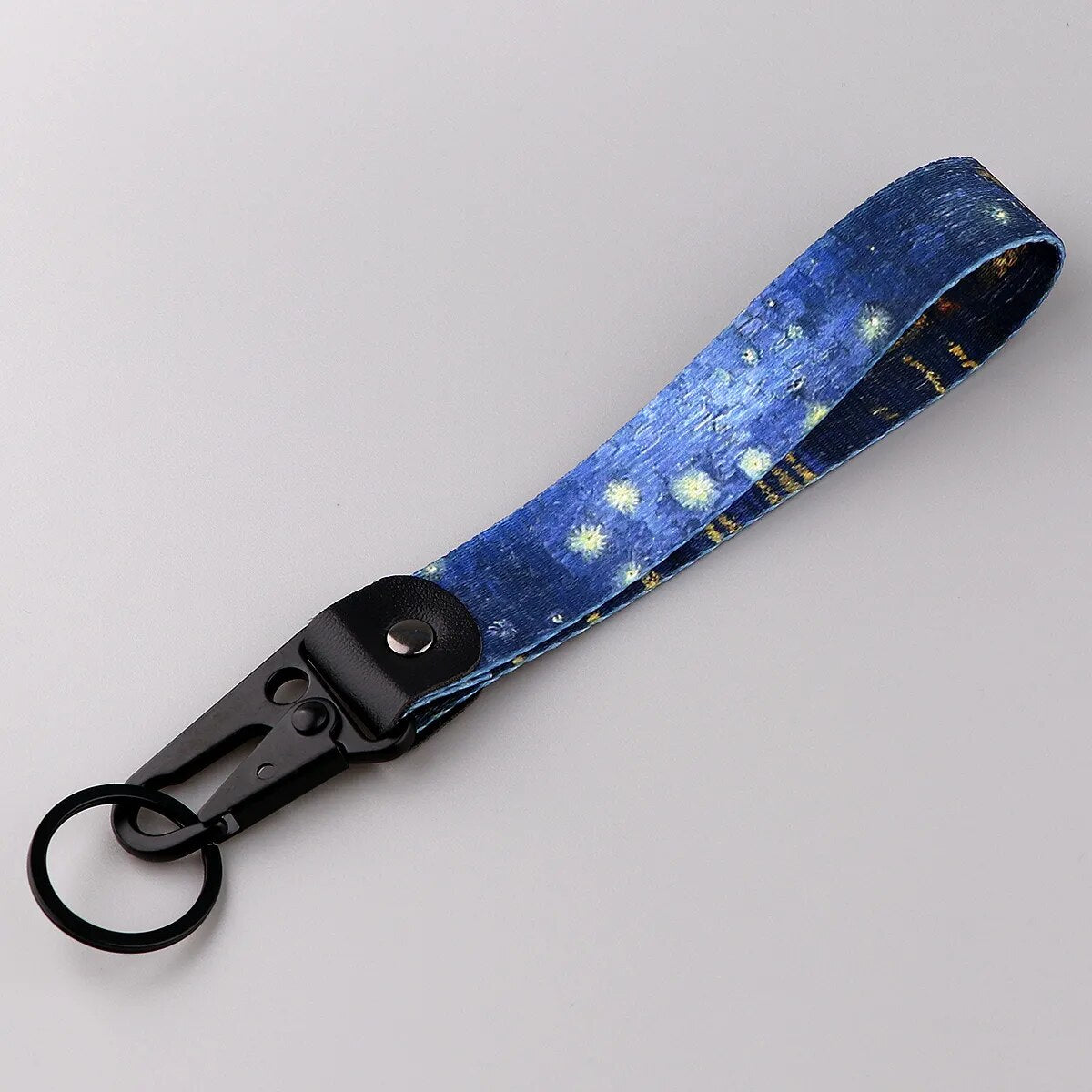 Van Gogh 'Starry Night Over the Rhone' Wrist Lanyard Keychain with Keyring Clip