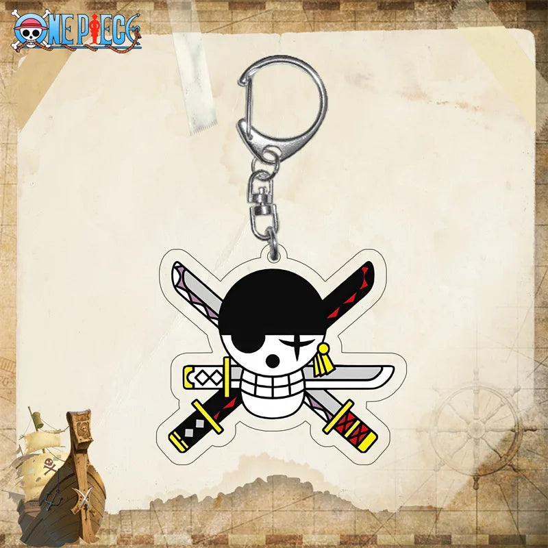 One Piece Zoro Skull Pirate Acrylic Keyring Keychain