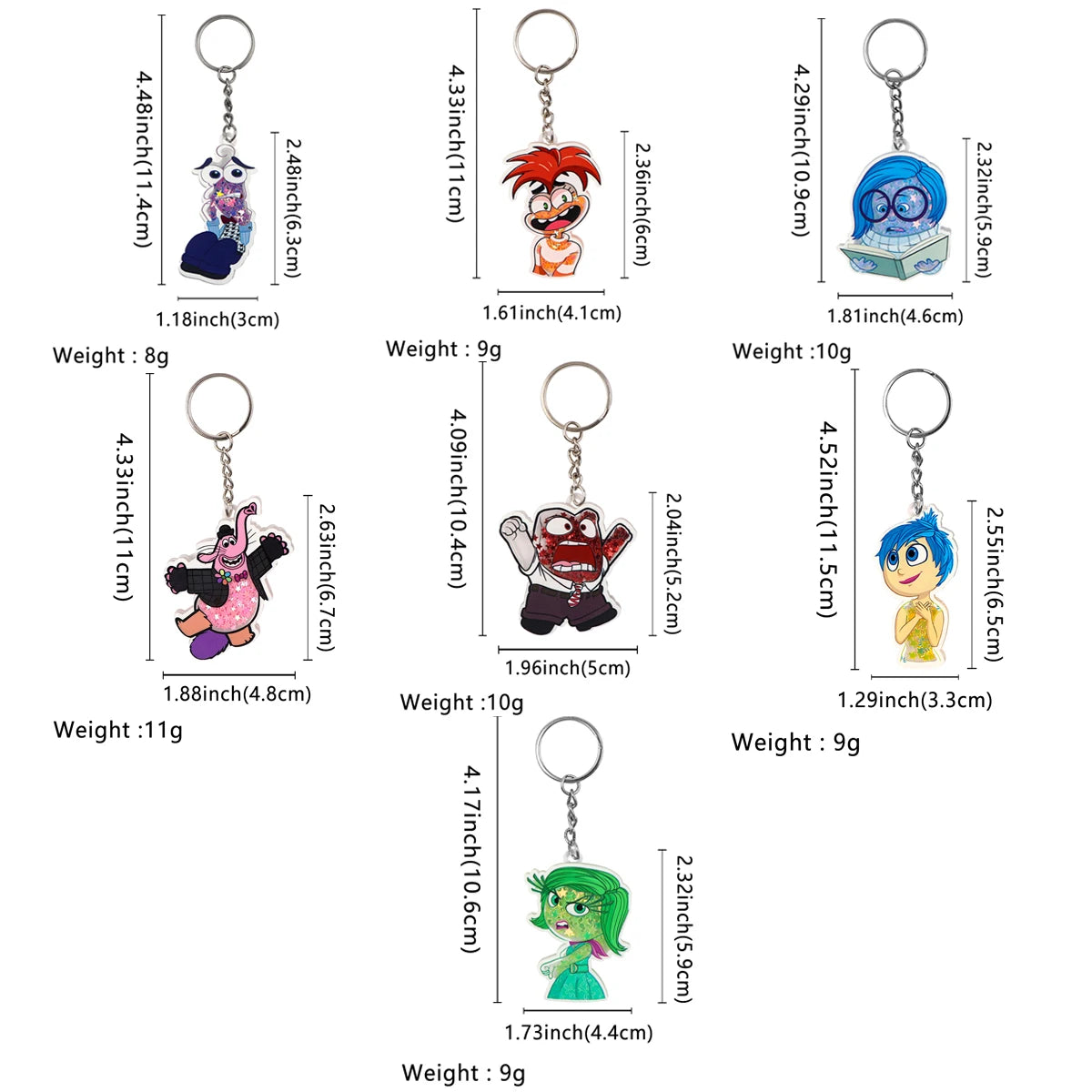 Inside Out Disgust Glitter Star Acrylic Keyring Keychain