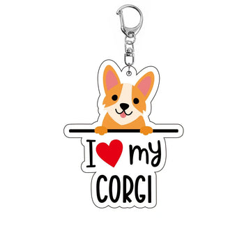 Dog 'I <3 My Corgi' Keyring Plastic Keychain