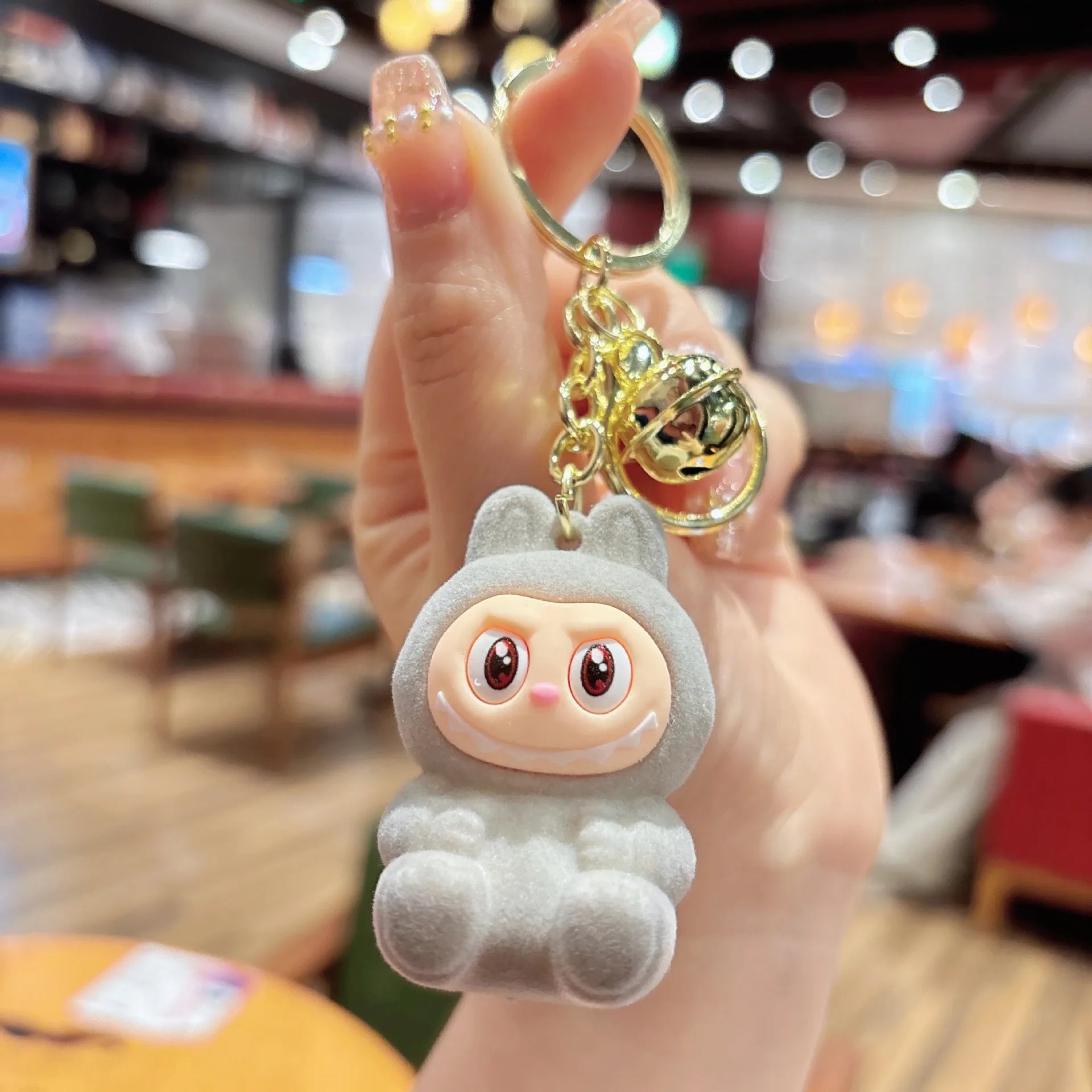 Labubu 'Sesame Bean | Bell Charm' Velvet PVC Keyring Keychain