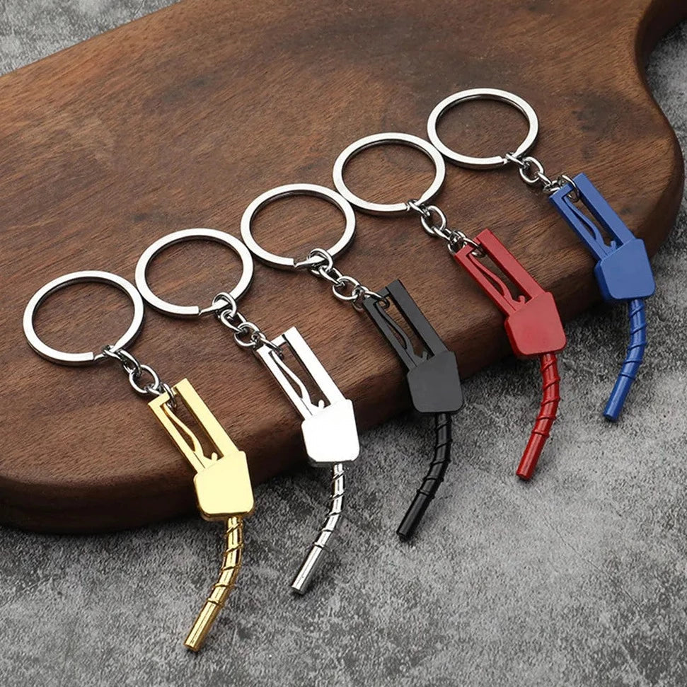 Car 'Fuel Gas Pump Nozzle' Keyring Metal Keychain