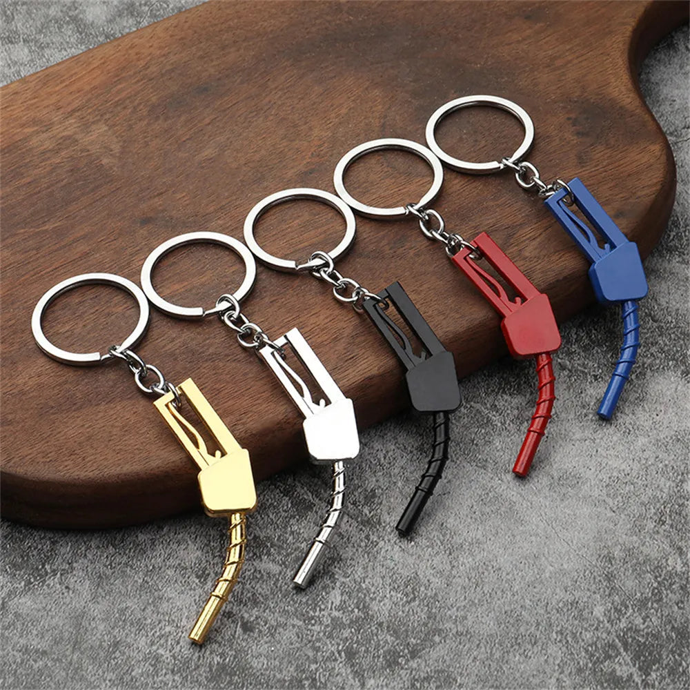Car 'Fuel Gas Pump Nozzle' Keyring Metal Keychain