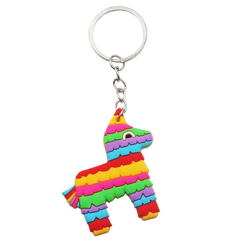 Cartoons 'Rainbow Donkey' Keyring Silicone Keychain