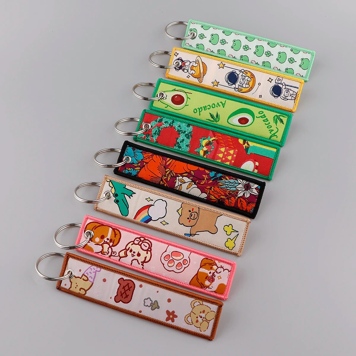 Tropical Flowers Embroidered Keychain