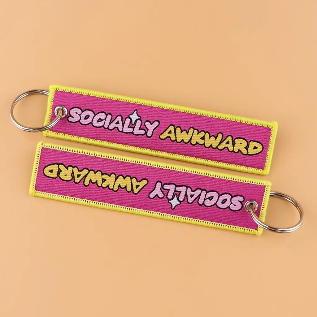 Socially Awkward Embroidered Keychain
