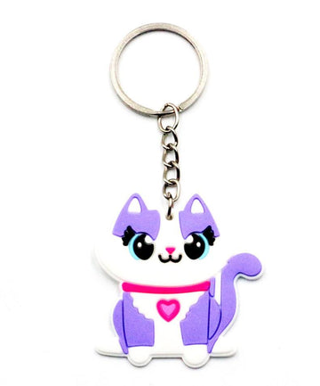 Purple Cat Keyring Silicone Keychain