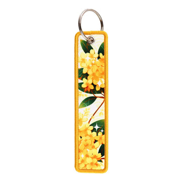 Flowers 'Yellow Apricot Blossom' Embroidered Metal Keychain