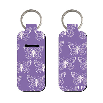 Beauty of Nature Purple Butterfly Lipstick Holder Keychain
