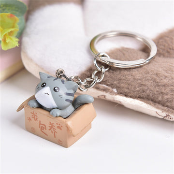 Cute Carton Cat 'Gray Cat Chidi' Keyring SIlicone Keychain