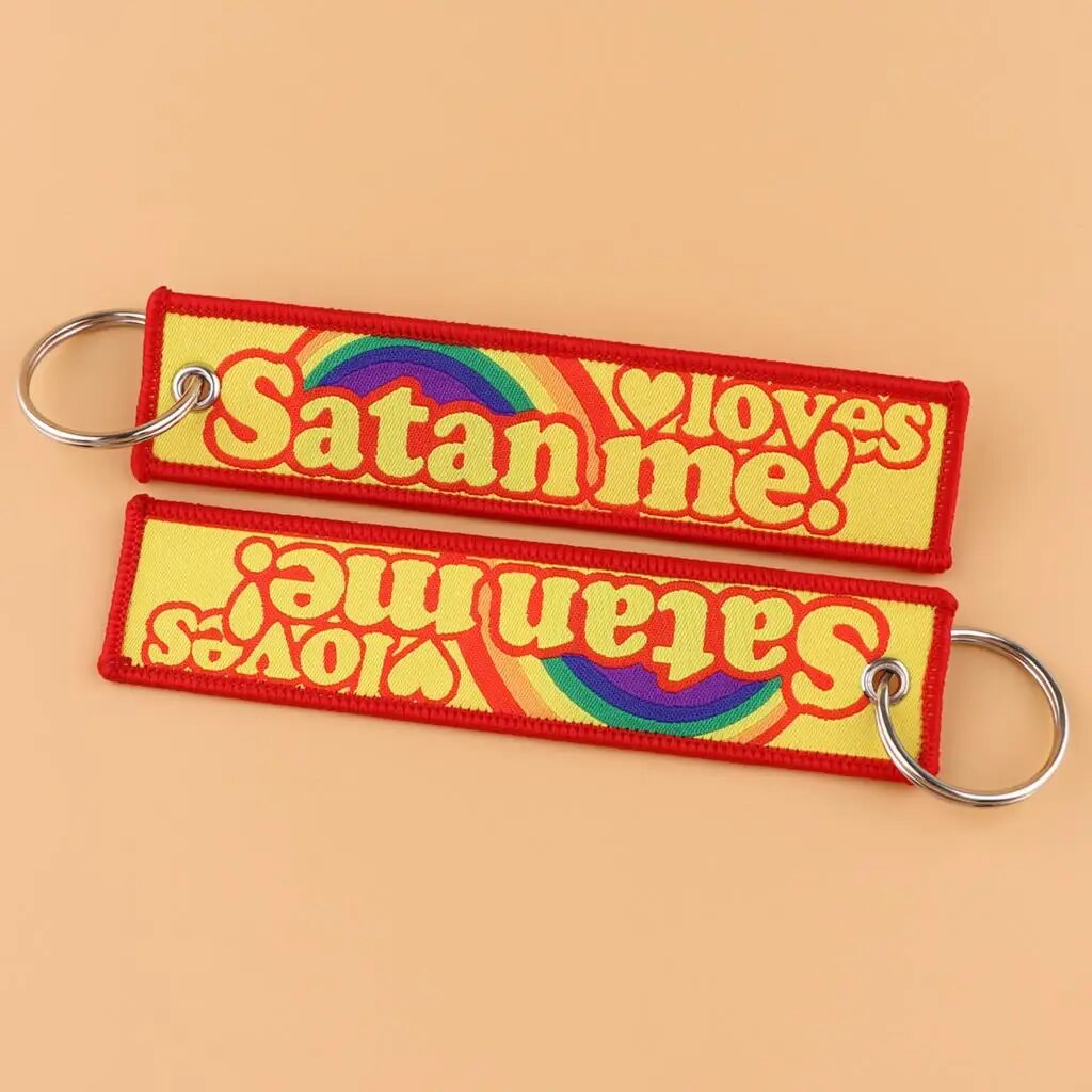 Loves Satan Me! Embroidered Keychain