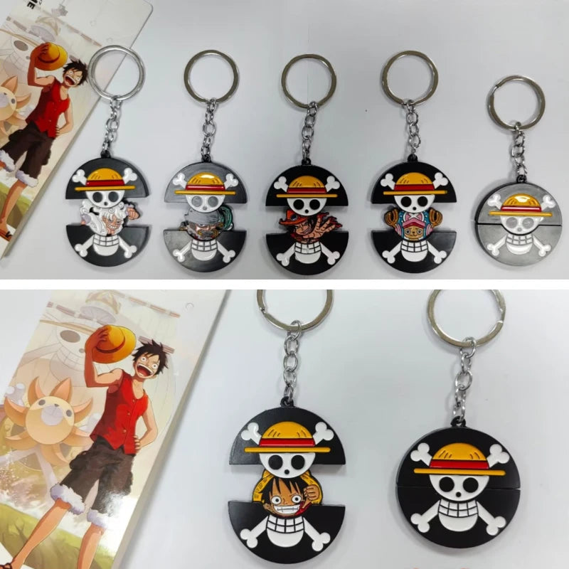 One Piece Jolly Roger x Portgas D. Ace Retractable Enamel Keyring Keychain