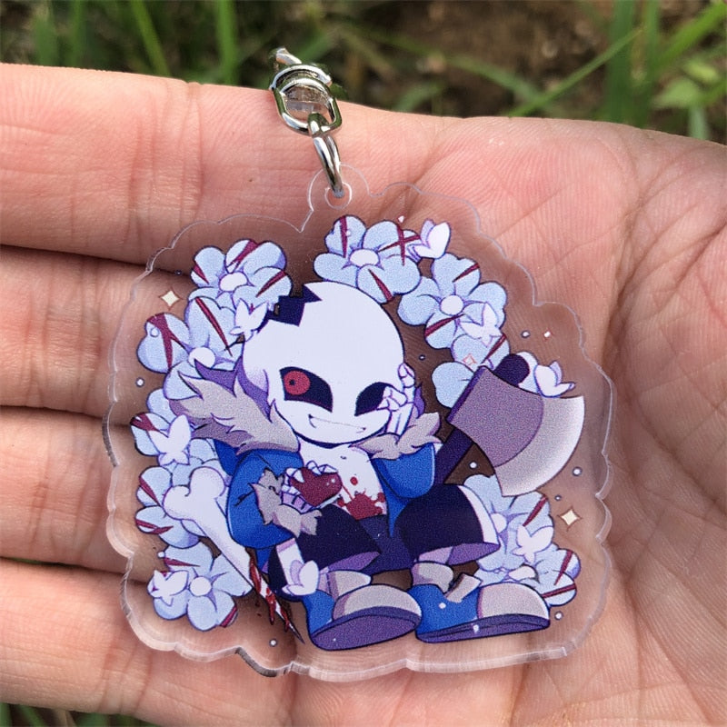 Undertale Sans 'Horror | Flower' Keyring Plastic Keychain