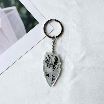 Leaves 'Alocasia Variegated Frydek' Keyring Plastic Keychain