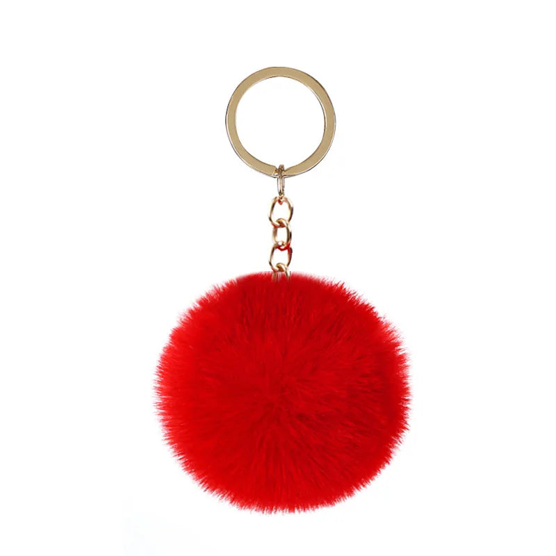 Fur Red Orange Keyring Rubber Keychain