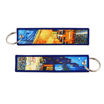 Van Gogh 'Cafe Terrace at Night' Embroidered Keychain