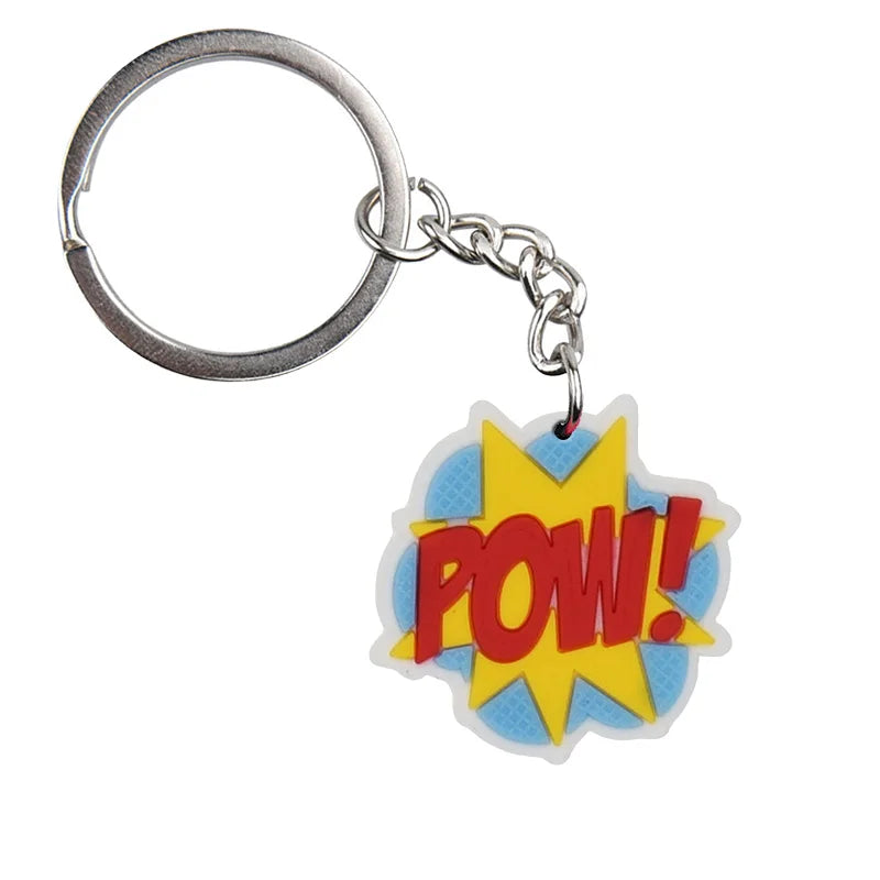 'POW!' Keyring PVC Keychain