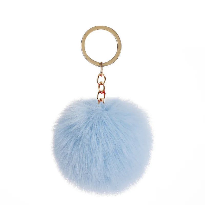 Fur Light Blue Keyring Keychain