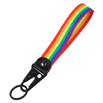 Rainbow Wrist Lanyard Keychain with Keyring Clip