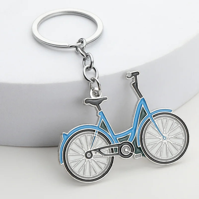 'Blue Bike' Keyring Metal Keychain