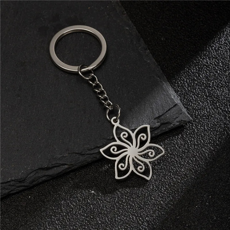 'Filigree Flower' Keyring Metal Keychain