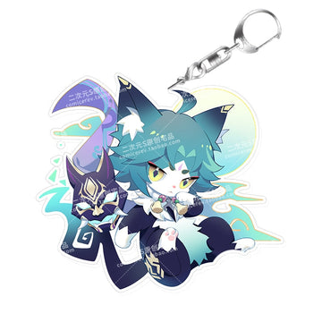 Genshin Impact 'Xiao Cat' Keyring Plastic Keychain