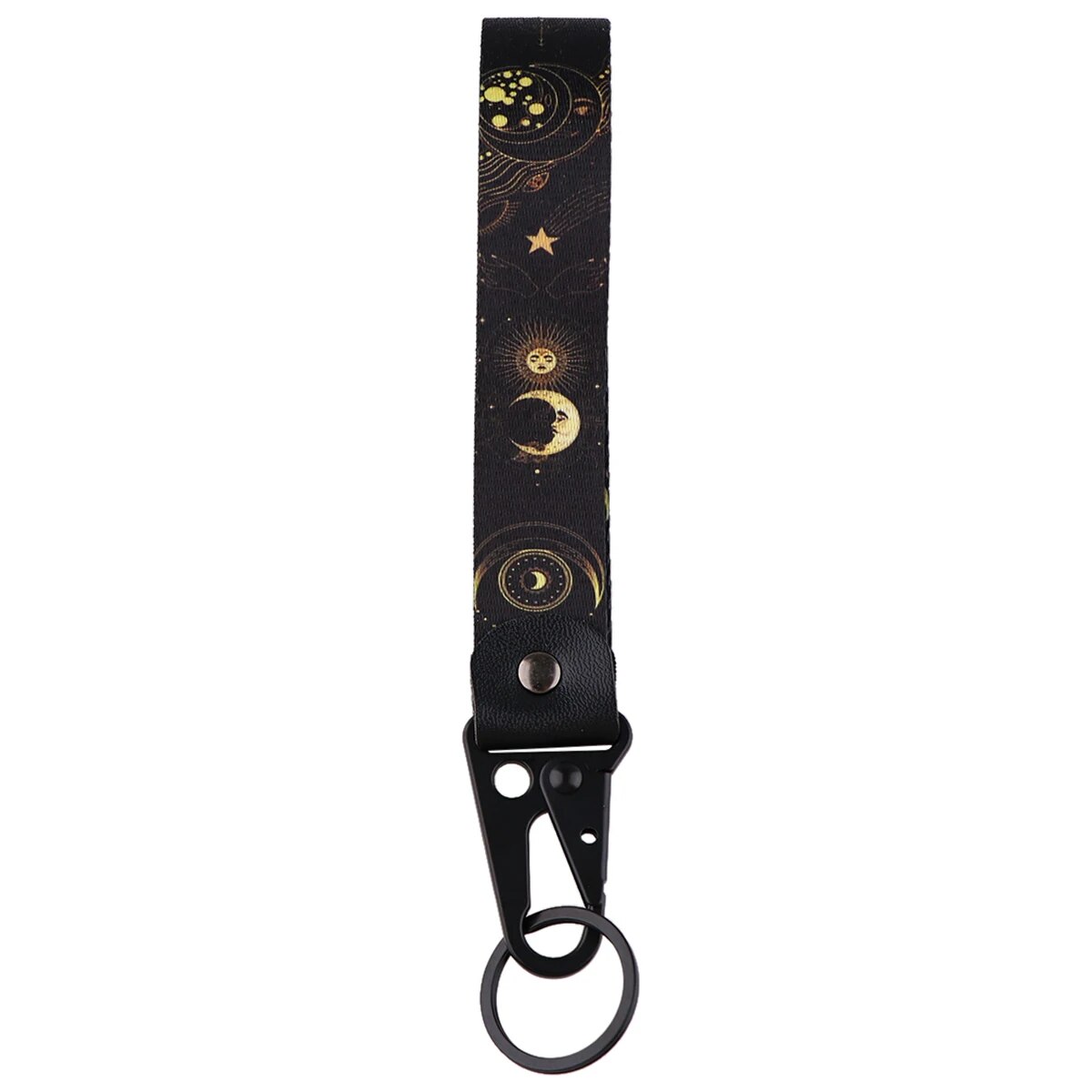Moon & Stars Wrist Lanyard Keychain with Keyring Clip