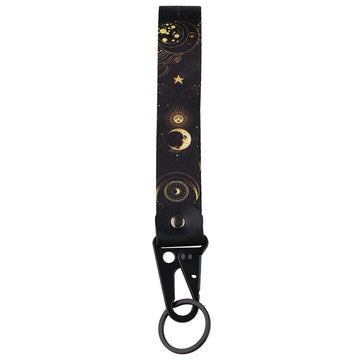 Moon & Stars Wrist Lanyard Keychain with Keyring Clip
