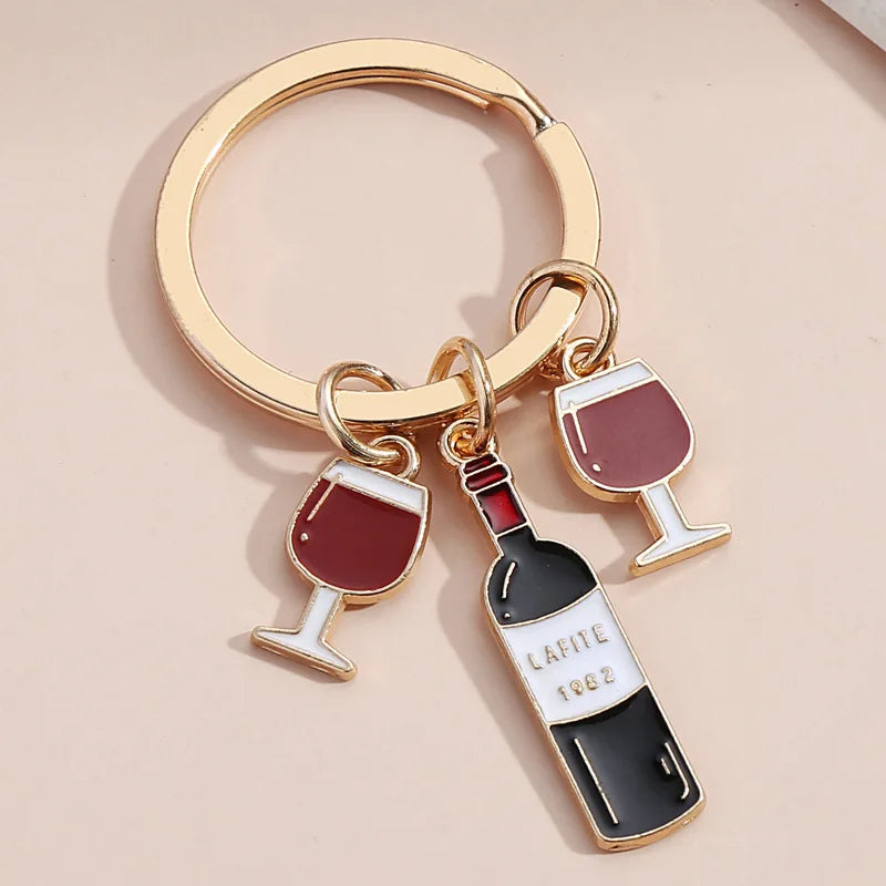 'Red Wine' Enamel Keyring Keychain