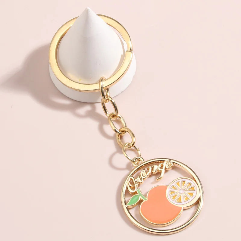 Fruit 'Orange' Enamel Keyring Keychain