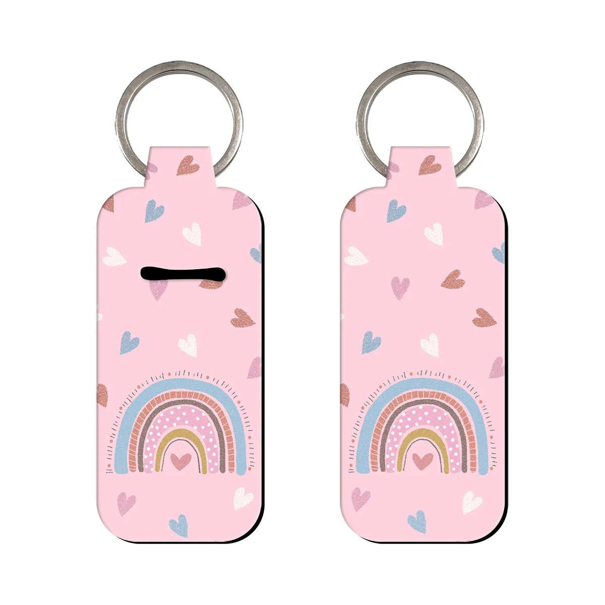 Pinky Heart Rainbow Lipstick Holder Keychain