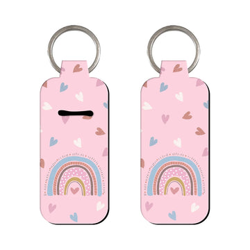 Pinky Heart Rainbow Lipstick Holder Keychain
