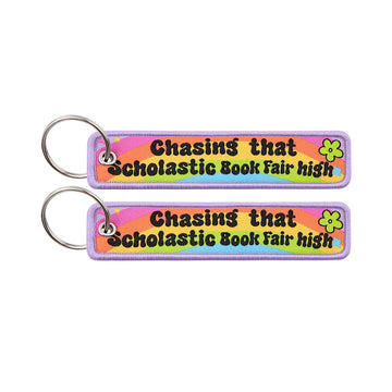 Chasing That Scholastic Book Fair High Embroidered Keyring Keychain