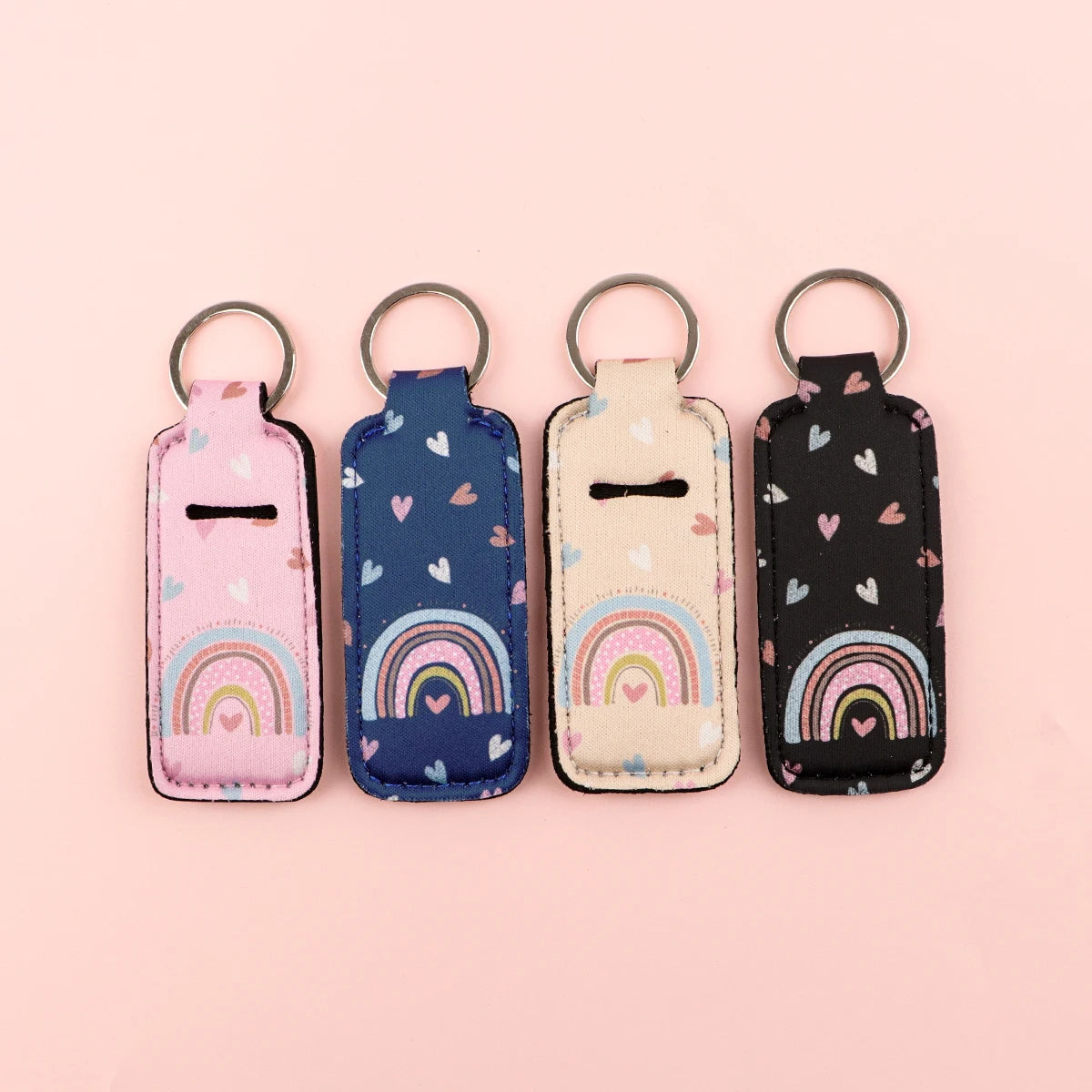 Midnight Heart Rainbow Lipstick Holder Keychain