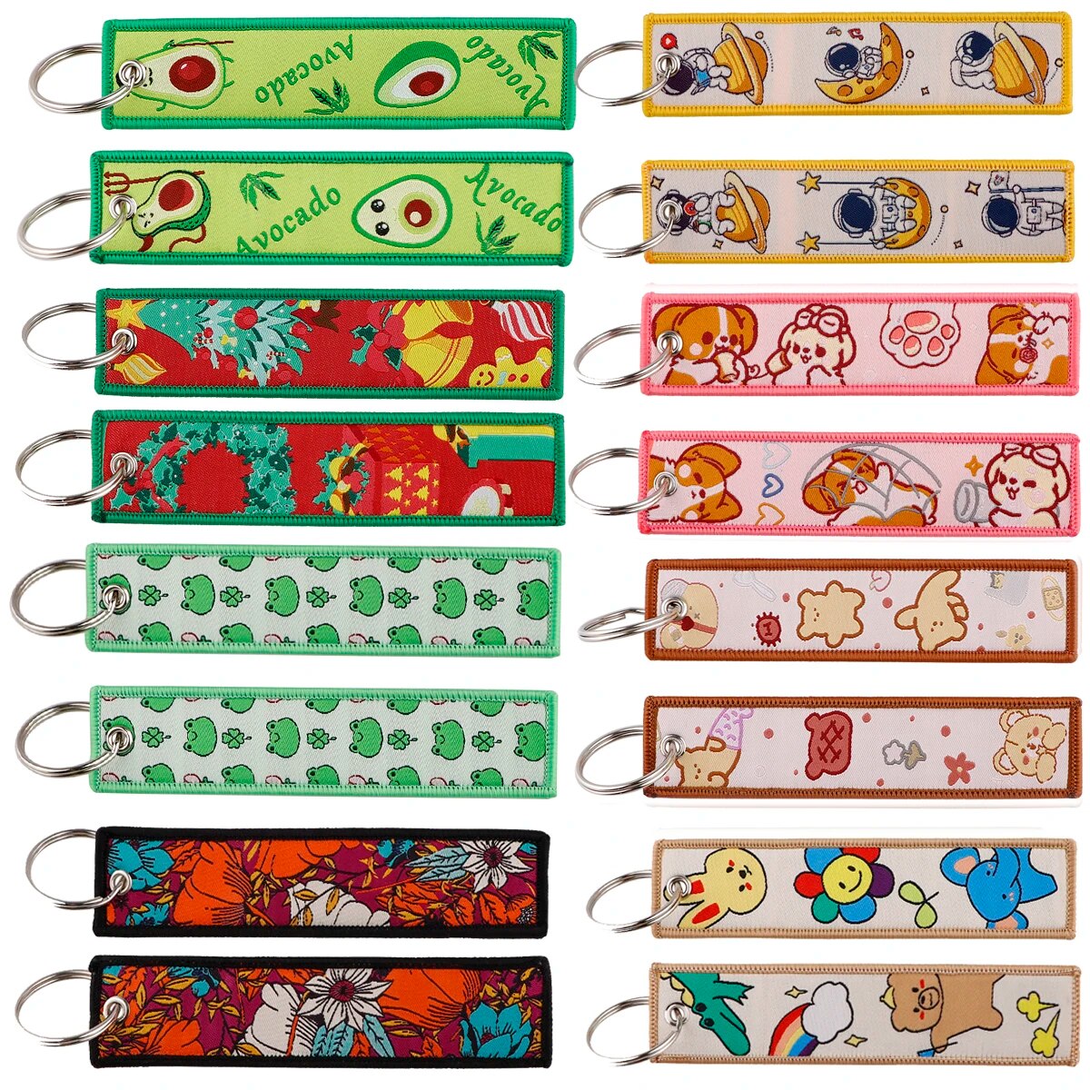 Tropical Flowers Embroidered Keychain