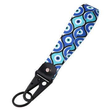 Turkish Blue Evil Eye Wrist Lanyard Keychain with Keyring Clip