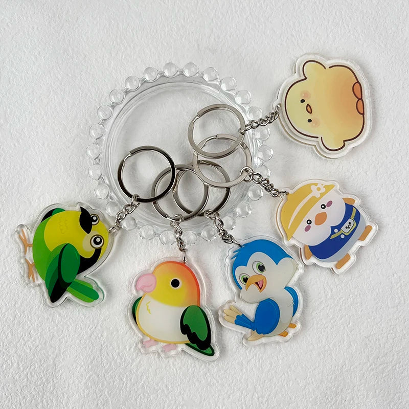 Love Bird 'Yellow Collared Feather' Acrylic Keyring Keychain